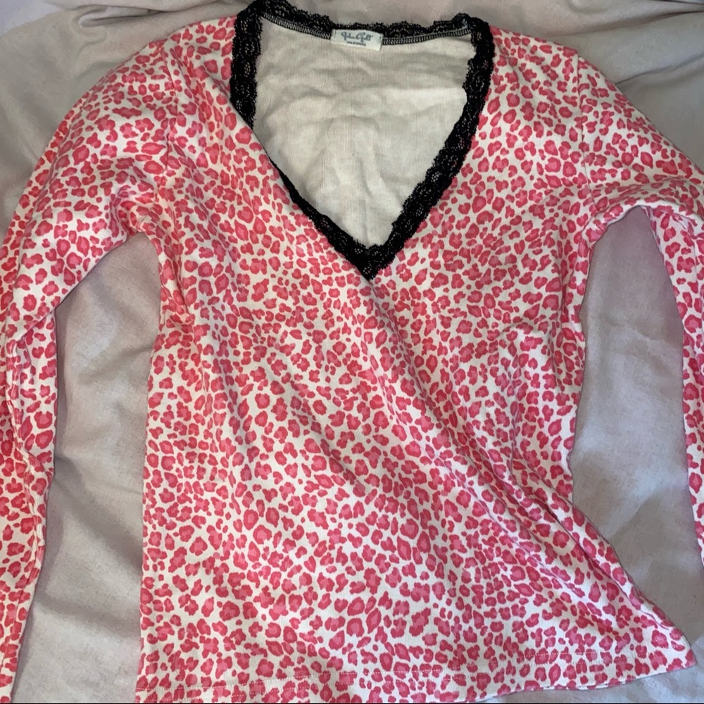 Brandy Melville Leopard Print V Neck Top